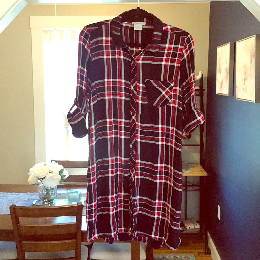 Plaid Button-up Dress
